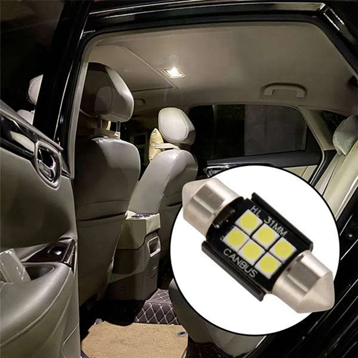 8x 400 Lumens LED Bulbs for Interior Car Lights License Plate Dome Map Door Courtesy 31Mm Festoon De3175 Xenon White