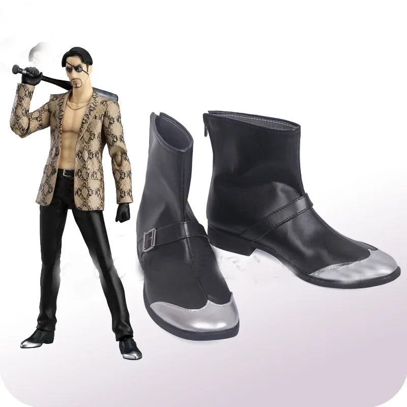 Yakuza Goro Majima Black Cosplay Shoes Boots Halloween Carnival Party Costume Accessories