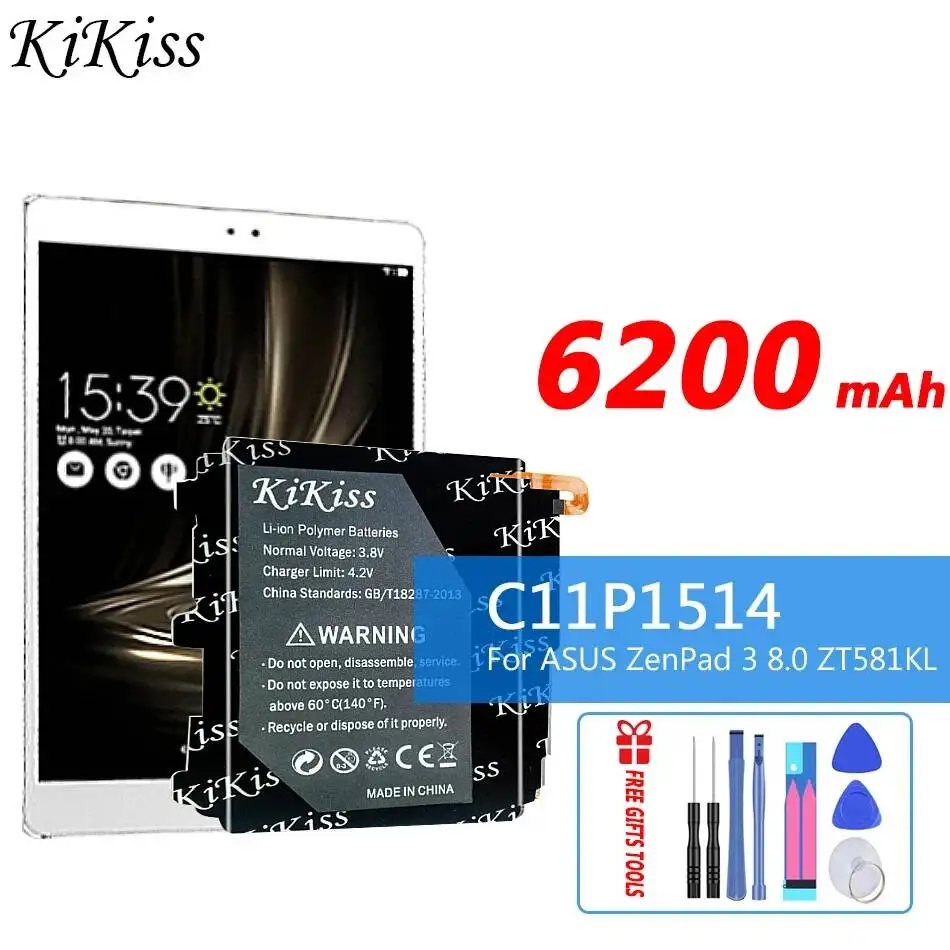 

Аккумулятор для планшета 6200 мАч для Asus Zenpad 3 8.0, Z8 XLTE, ZT581KL, P008, Z581KL C11P1514, стабильная работа