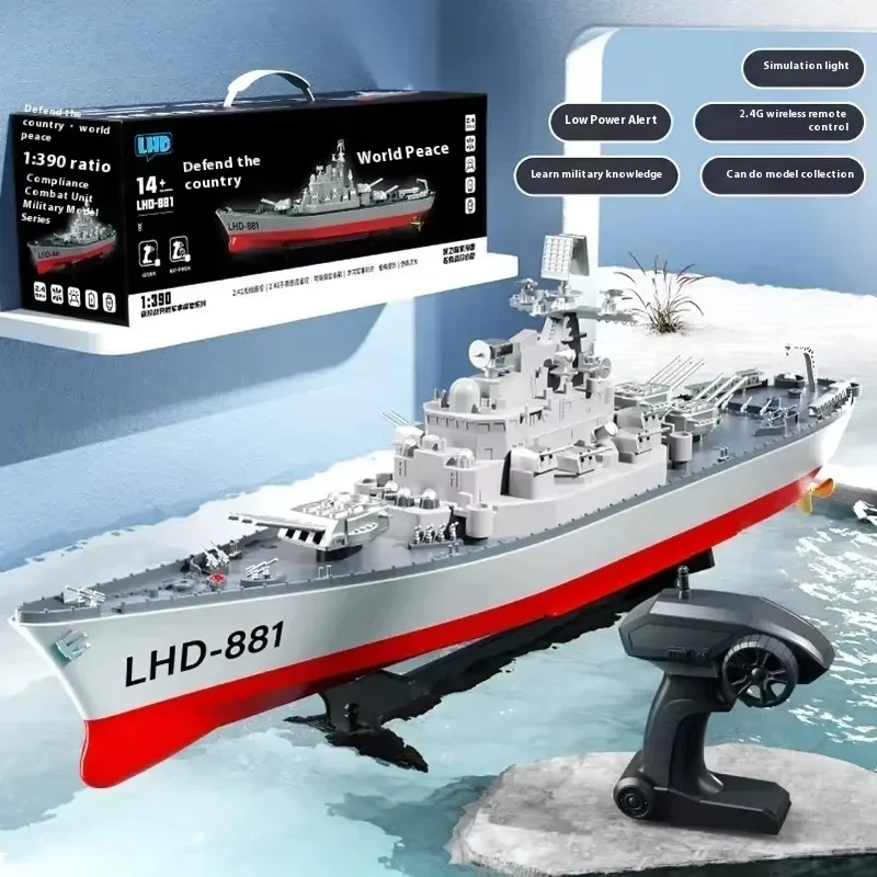 2024 New Product In Stock 1:390 With Watch Remote Control Warship Simulation Military War Model Youth And Adult Toy Gifts