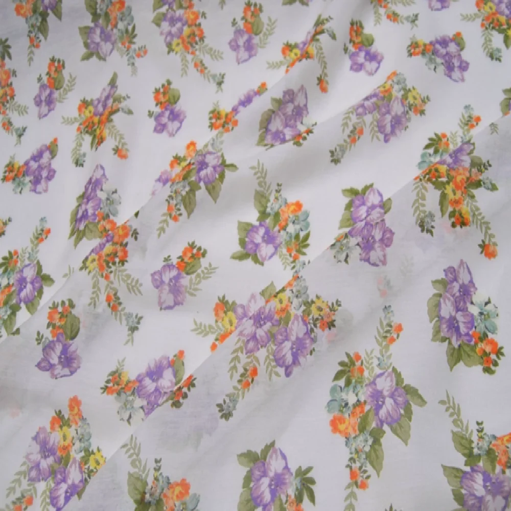 New Coming Vintage Lovely Printed Flower Silk Cotton Fabric for Queen Royal Floral Lady Clothes Skirt Curtain