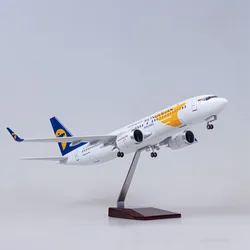 1:85 Scale 47CM Diecast Model Mongolian Airlines Boeing 737 Resin Airplane Airbus With Light Toys Plane Collection Display Gifts