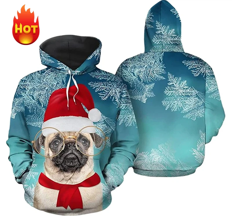 New Arrival Men Women Cute Pug Hoodies 3D Print Cute Pet Dogs Autumn SweatshirtsDaily Casual Sports Long Sleeve Pullover Clothes