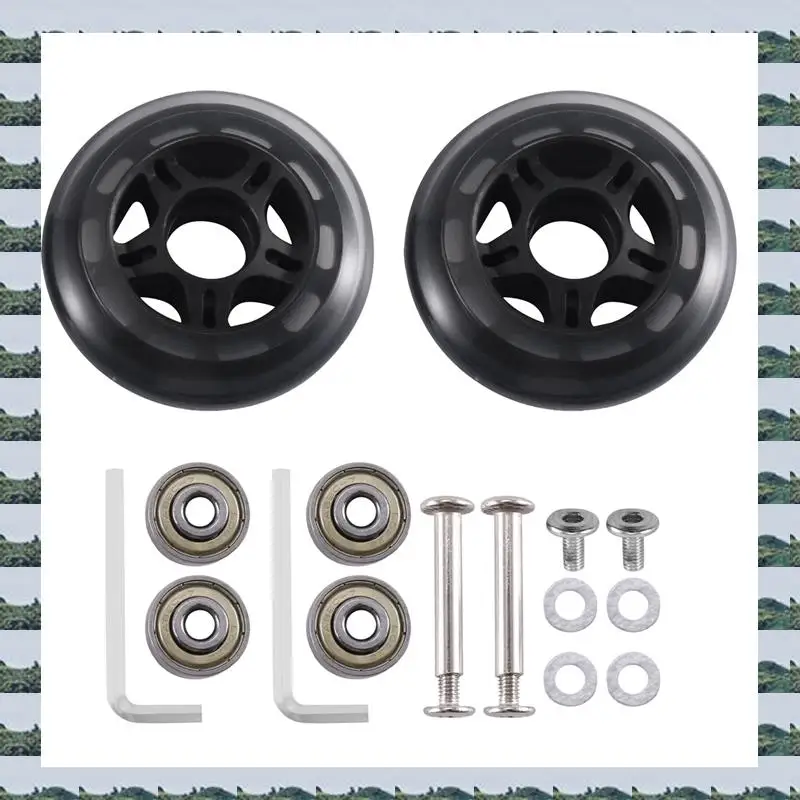 ABQR 80Mm X 24Mm Luggage Wheels Carbon Steel Bearings Wheels For Suitcase Skate 1 Pair