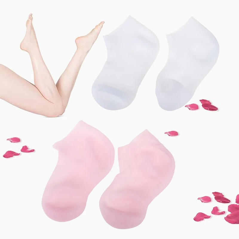 Peúgas protetoras plantares Anti-rachando, meias elásticas do silicone, cuidado com os pés, hidratando Exfoliating, TERMAS, uso home, 1 par