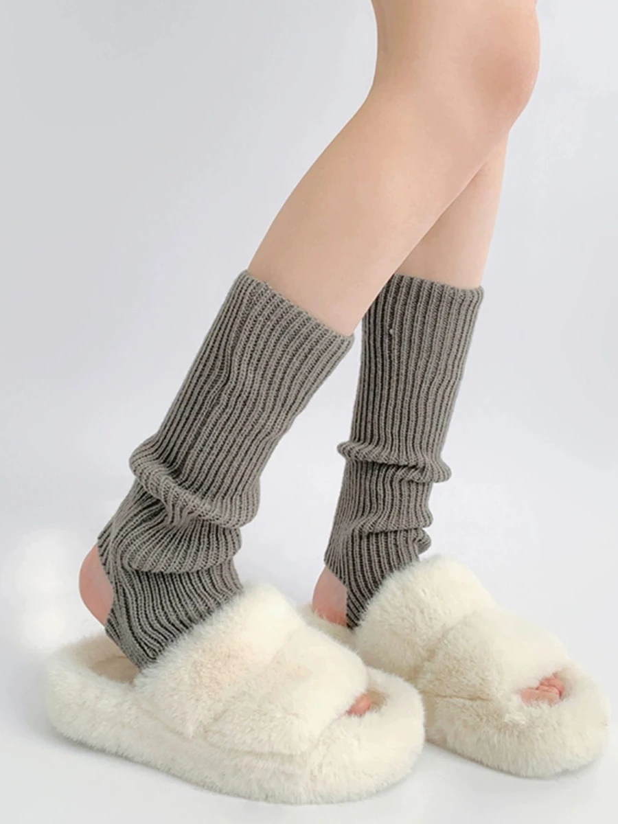 1 Paar dick gestrickte einfarbige Tanzbeinschützer für Damen im Herbst und Winter