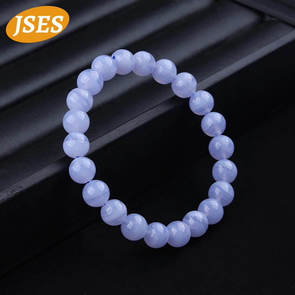 

AA Natural Brazil Blue Lace Agate Chalcedony Bracelet Loose Stone Beads for Jewelry Making Necklace DIY Accessories 15 Inches