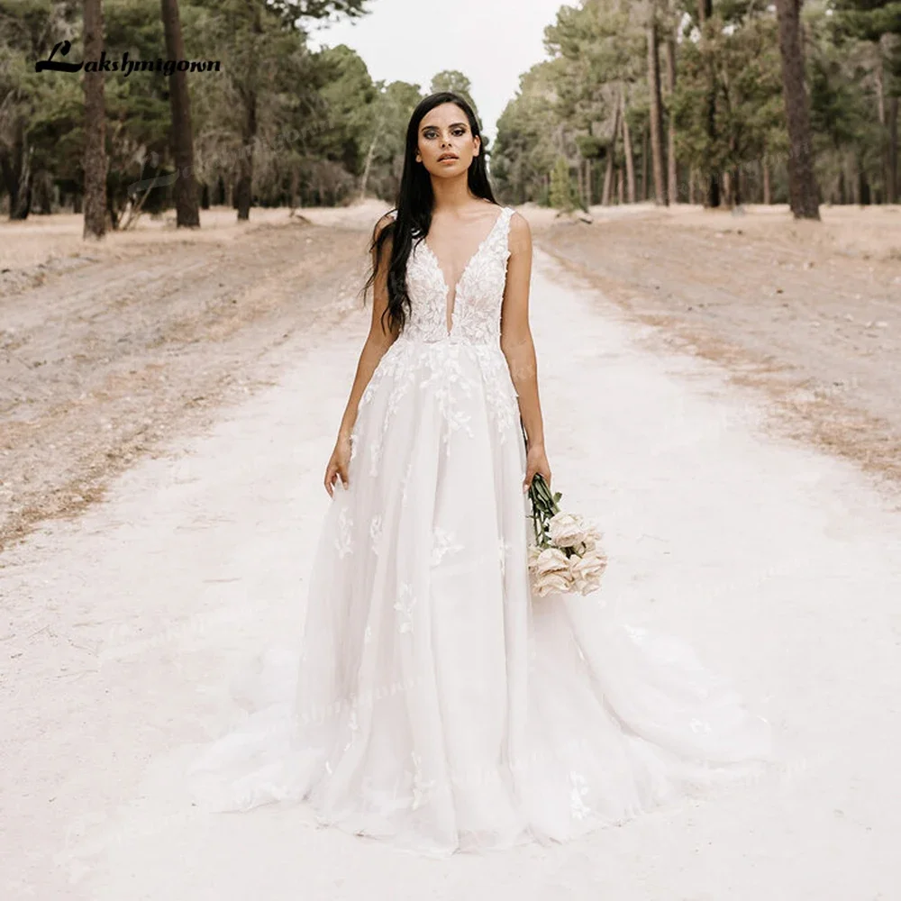 2025 vestidos de casamento clássicos para noivas colher sem mangas plissado a linha apliques robe de mariée para mulheres vestidos feitos sob encomenda d