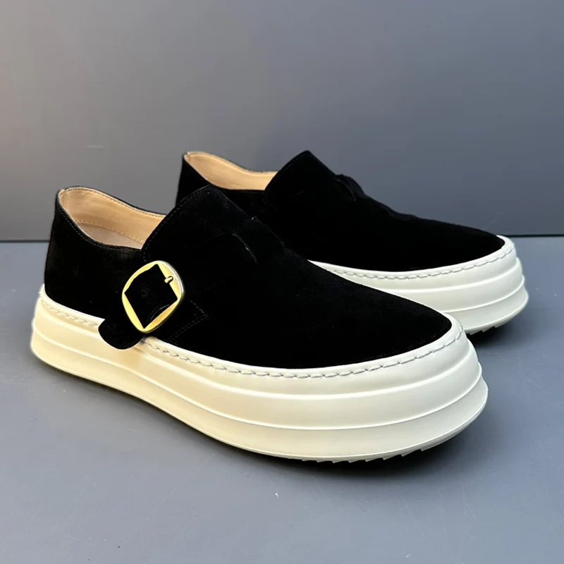 

Fall Casual Loers Men's Genuine Leather Slip-On Driving oes Low-Top Faion Single oes round Toe Thi Bot Rubber Sole