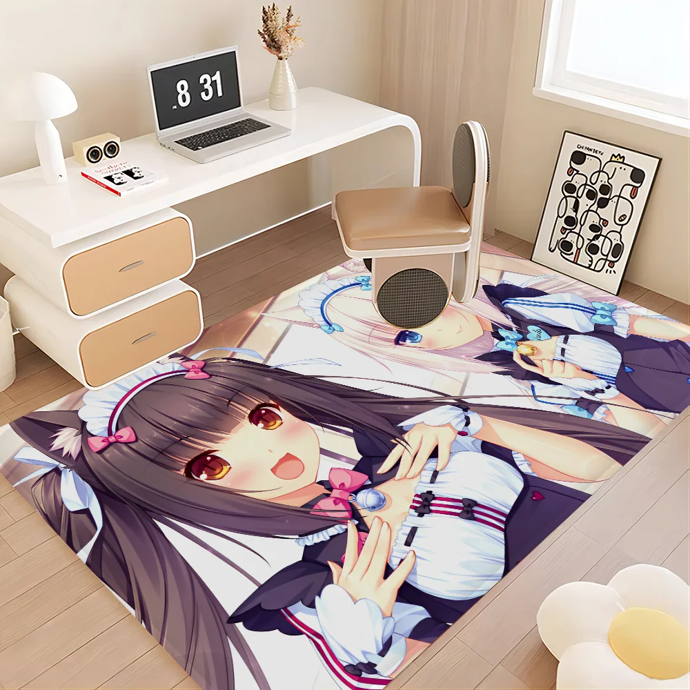 Nekopara Anime Floor Mat Floor Mat Non-Slip Laundry Room Mat Laundry Decor Balcony Child Living Room Household Carpets