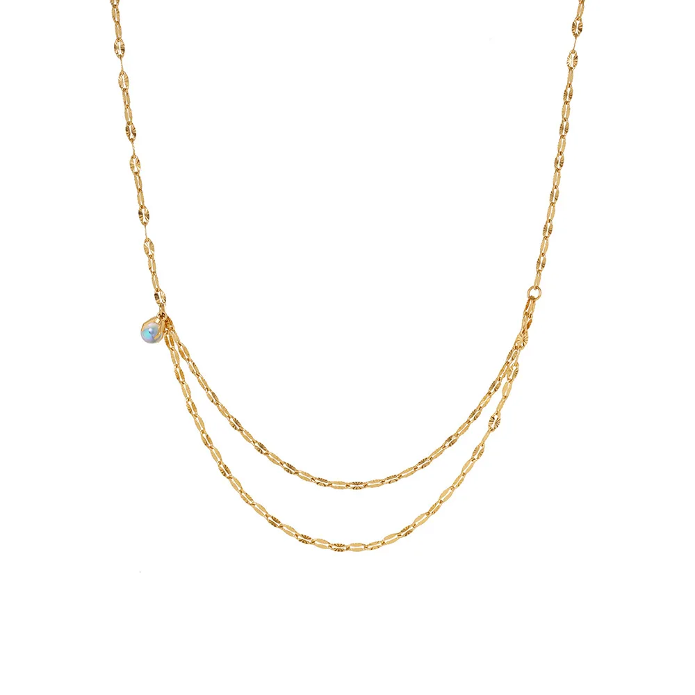 

Joolim Jewelry Wholesale Waterproof Fashion Dainty Foam Galaxy Star Chain Ball Pendant Stainless Steel Necklace for Women