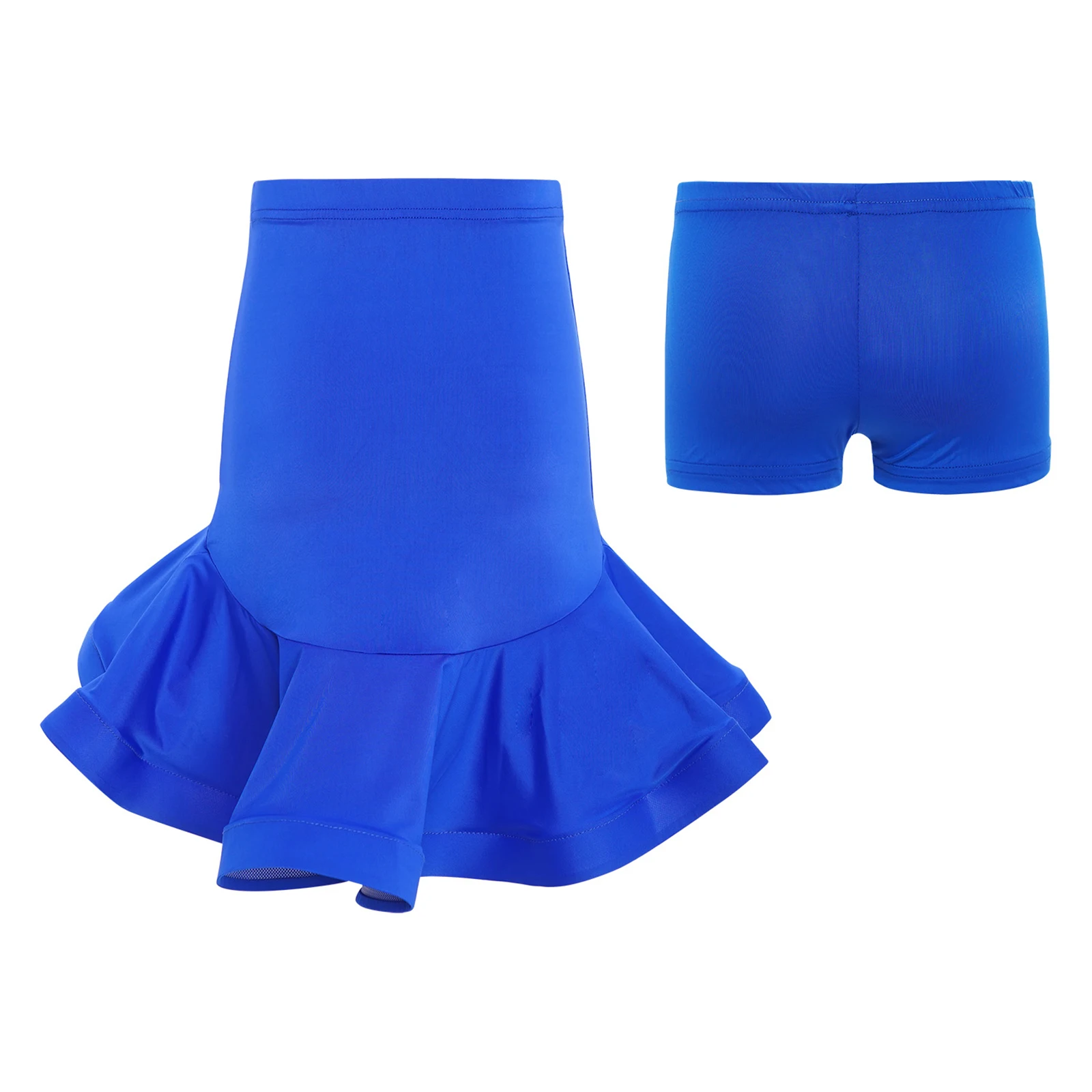 Breathable Latin Dance Skirt for Girls High Low Ruffle Latin Tango Dance Skirt with Shorts for Samba And Chacha Ballet Classes