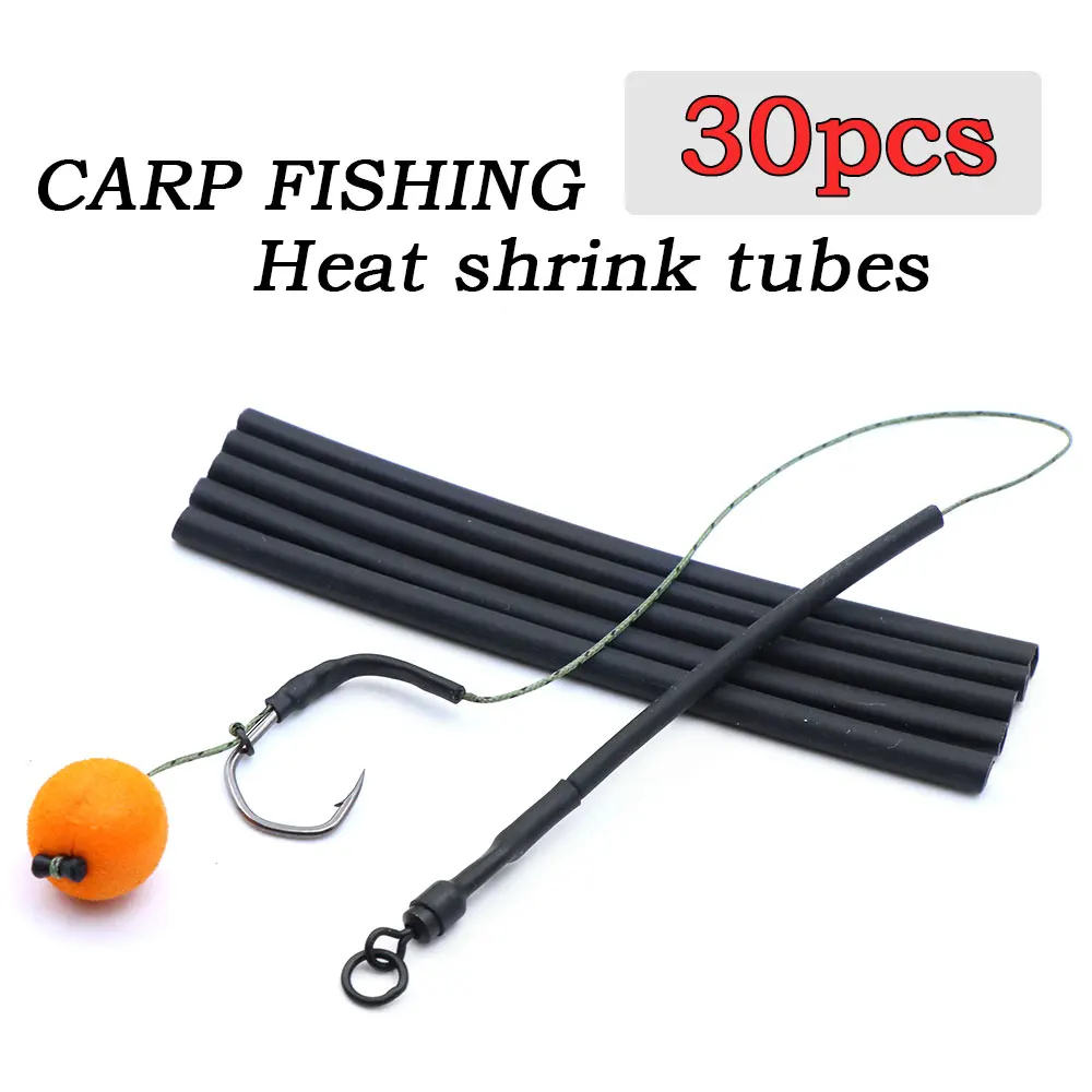 Accesorios de pesca de carpa, tubo termorretráctil, gancho antienredos, alineador de línea Kicker para aparejo de pelo Ronnie, aparejos terminales, 30 Uds.