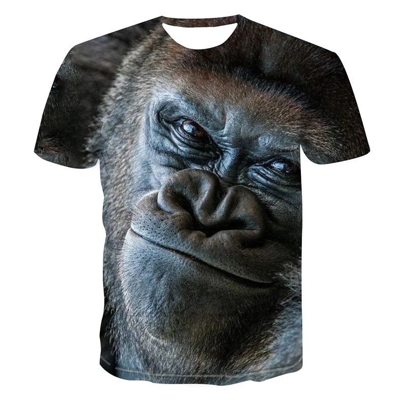 Summer Funny Gorilla Monkey Animal graphic t shirts men Fashion Street Hip Hop Printed Tees Oversized O-neck Short Sleeve Tops