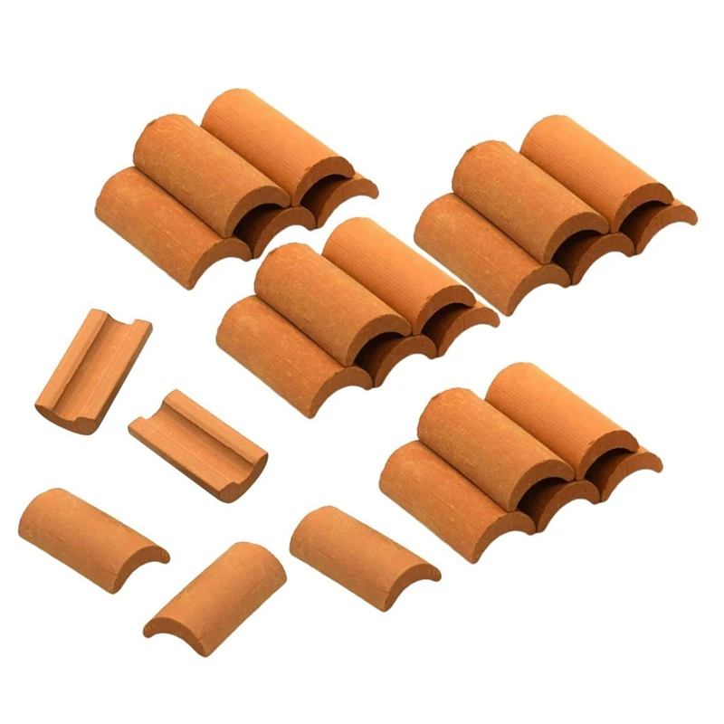 100 sztuk Mini czerwone płytki dachowe zestaw do budowania modeli miniaturowe płytki figurka kształtowanie krajobrazu DIY bajkowe akcesoria ogrodowe B