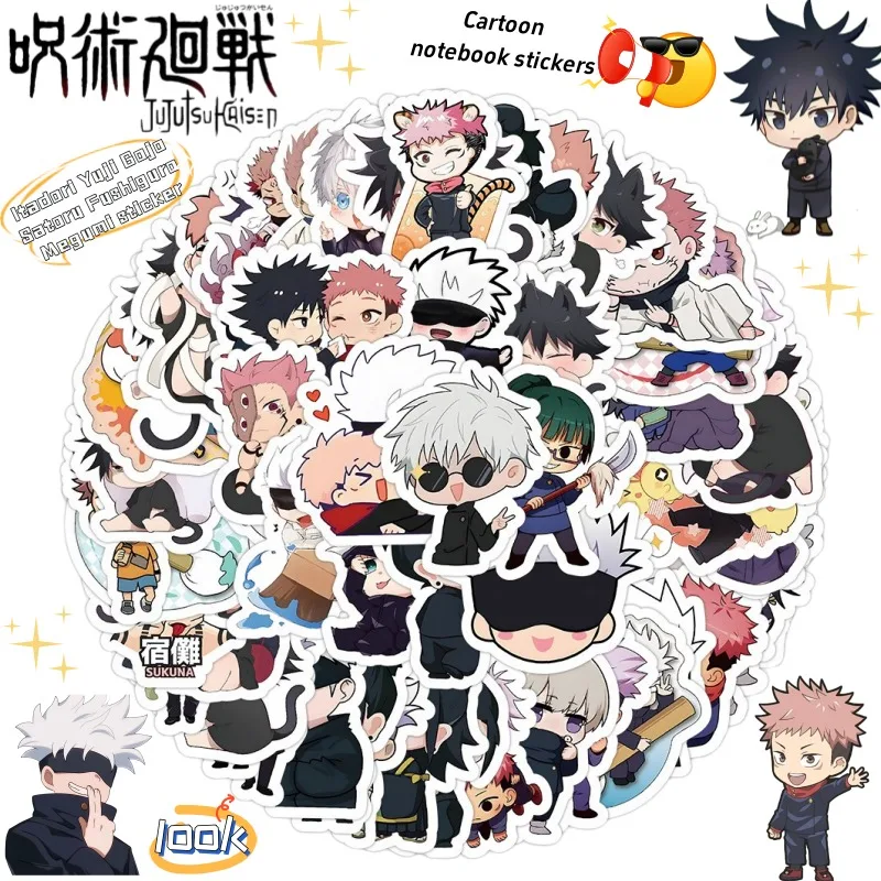 

Jujutsu Kaisen Itadori Yuji Gojo Satoru Fushiguro Megumi Q Edition аниме товары мультяшная наклейка креативная декоративная наклейка