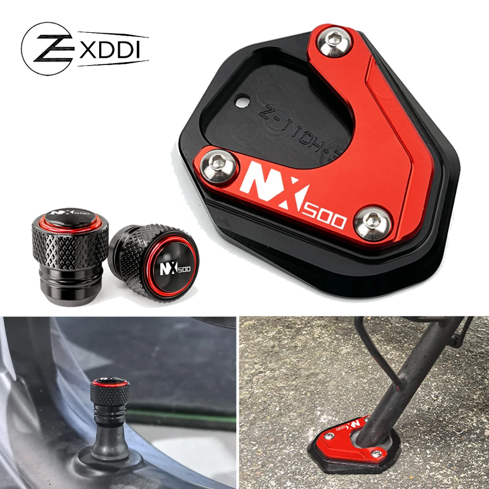 Fit For Honda NX500 NX 500 500NX 2023 2024 2025 CNC Motorcycle Kickstand Side Stand Extension Pad Enlarger Plate Tire Valve Cap