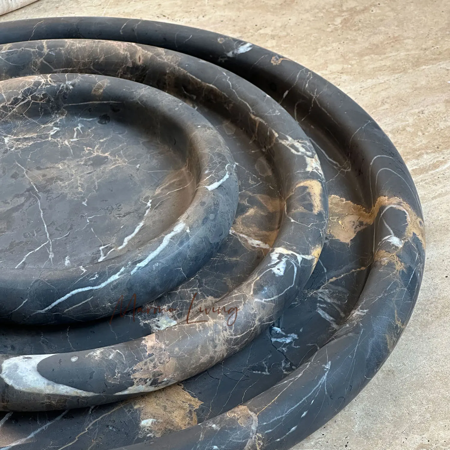 Wabi Sabi Natural Stone Tray Decor Bowl Fruit Plate Jewelry Organizer Living Room Coffee Table