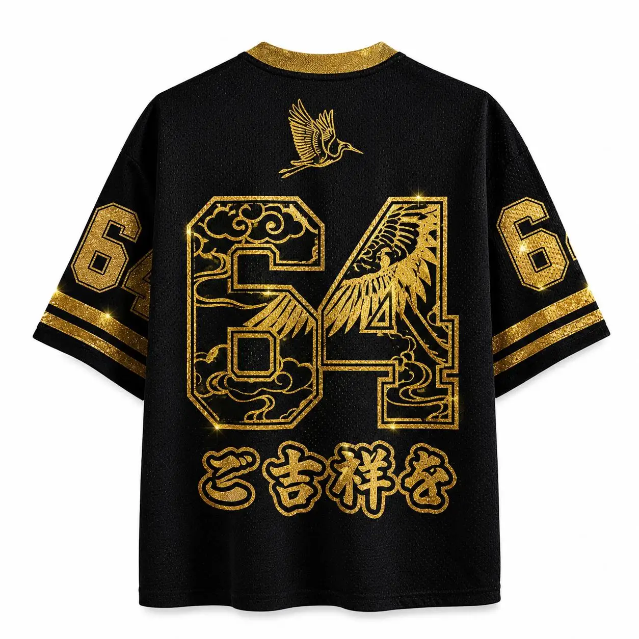 2026 Summer Fashion New Style Fun Golden Crane Lucky Art Design 3D Printing Quick Drying T-shirt Casual Loose V-neck T-shirt