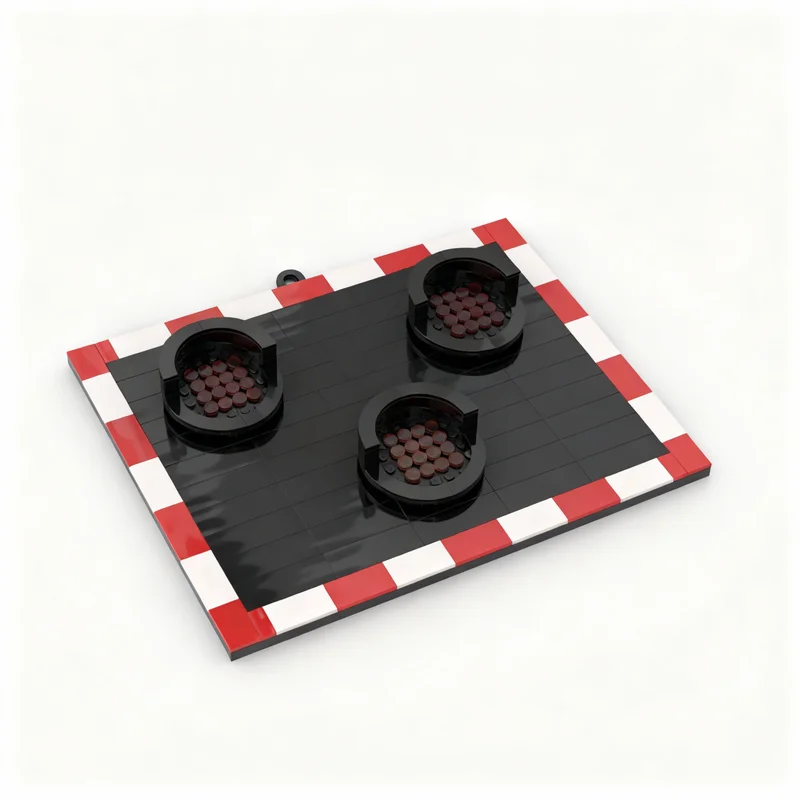 240pcs MOC Train UK Level Crossing Lights 3D Wall Art Wall Mount Hook Model Building Blocks Toys Christmas Gifts Construction