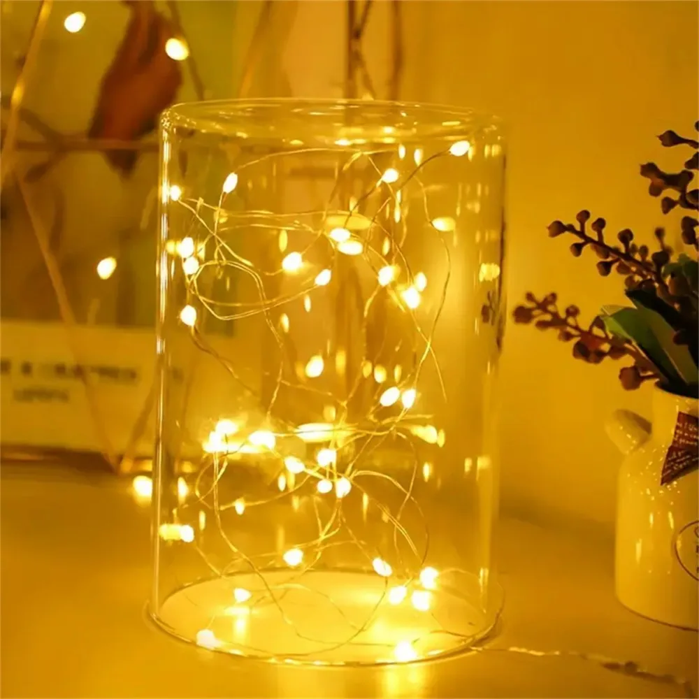 1/2PC 10M100LED 8-mode USB Copper Wire Light String With Remote Control, Used For Wedding, Party And Holiday Decoration Lights
