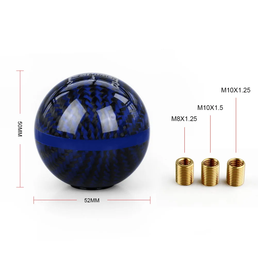 RASTP-Universal MUGEN Carbon Fiber 5/6 Speed Manual Spherical Gear Shift Knob for Most Manual Vehicles RS-SFN013