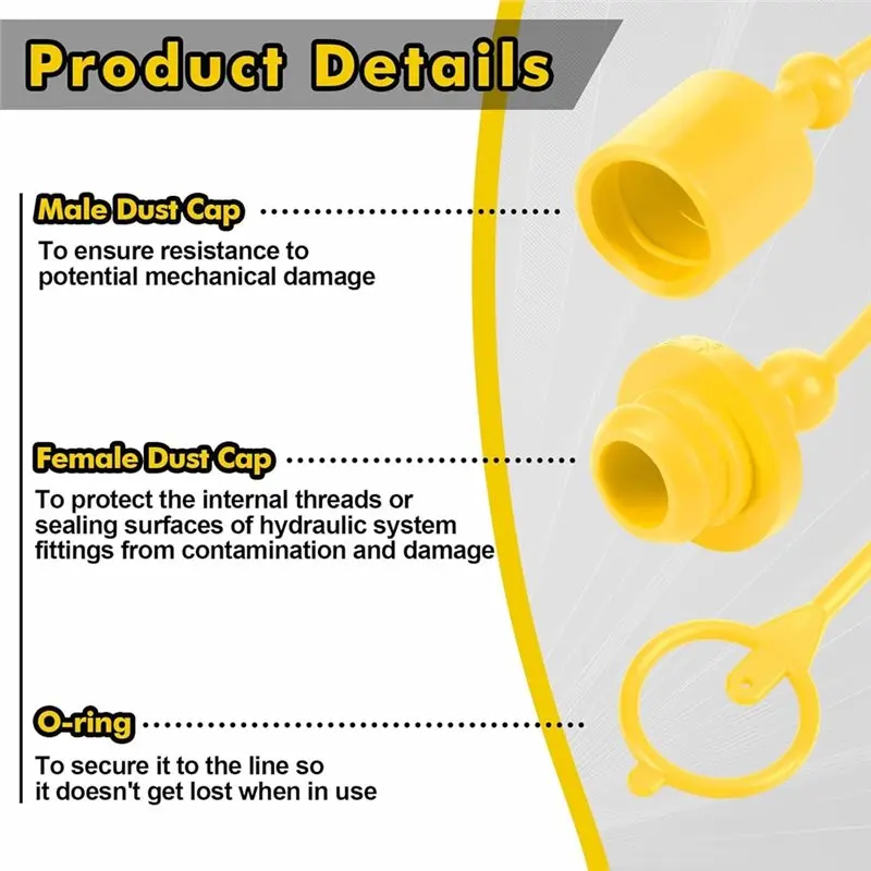 【FLASH DEAL】10Sets Hydraulic Dust Caps & Plugs Set, Quick Coupler Cover Hydraulic Hose Dust Cap For 1/2Inch Flat Face Couplings