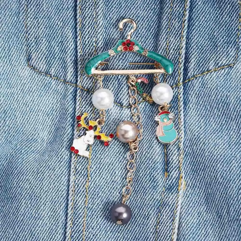 الكرتون الإبداعية زينة عيد الميلاد حقيبة الديكور الأيائل الملابس دبابيس شماعات شرابة دبوس عيد الميلاد بروش مجوهرات هدية #5