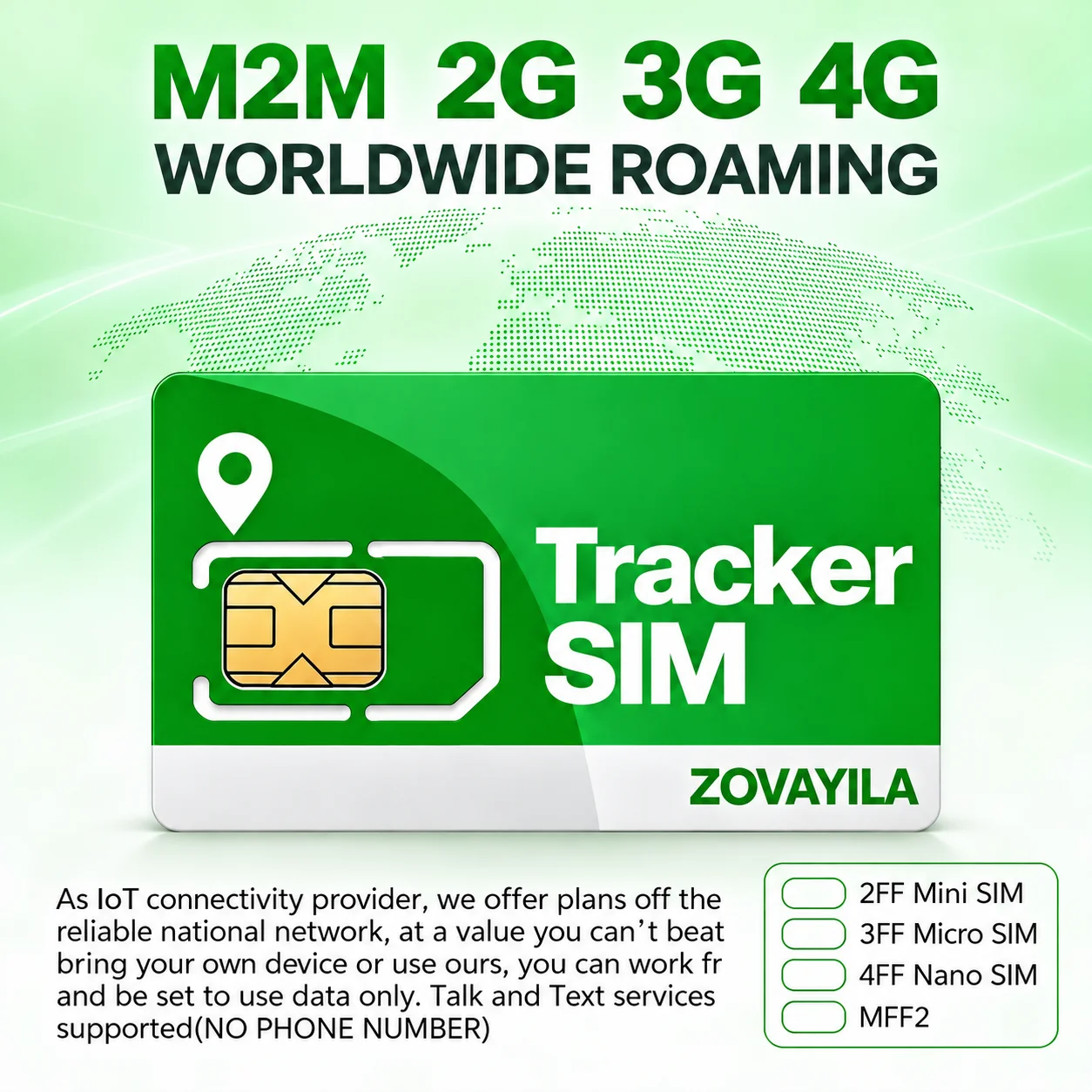 SIM Card for Tracker, Data Only No Contract, 30MB/30 Days, Pre-cut 3 Sizes Cat4 LTE M2M for ST-902L TK915, ZOVAGOLO Europe