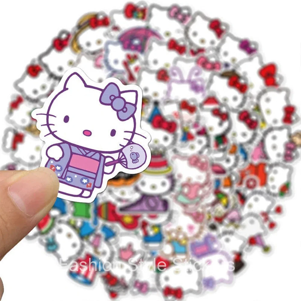 10/30/50/100pcs Hello Kitty Sticker Kawaii Girls DIY Guitar Skateboard Laptop Waterproof Anime Cute Decals Sticker for Kids Toys