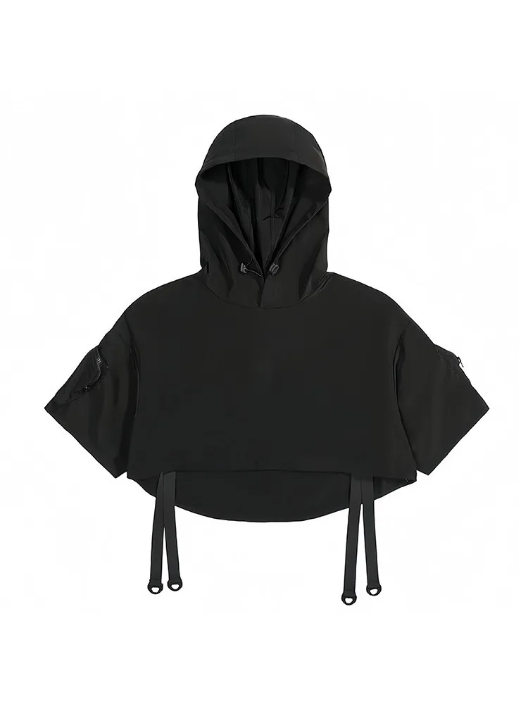 Techwear Hooded Cropped Jacket for Men Women Autumn Summer Cyberpunk Stage Performance HipHop Street Dance Costume alt clothing - view 4
