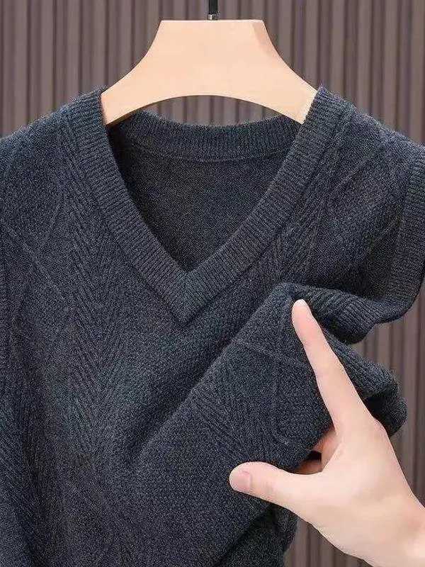 

Мужской трикотажный жилет с V-образным вырезом для мужчин среднего возраста, модный городской стиль, стандартная длина, повседневная носка