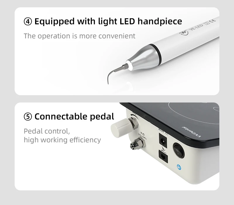 VVDental Ultraschall-Scaler mit LED-Licht-Handstück zur Entfernung von Zahnbelag und Zahnstein, Mundpflege, Zahnaufhellung, Zahnreiniger für Zahnärzte – Detail 7