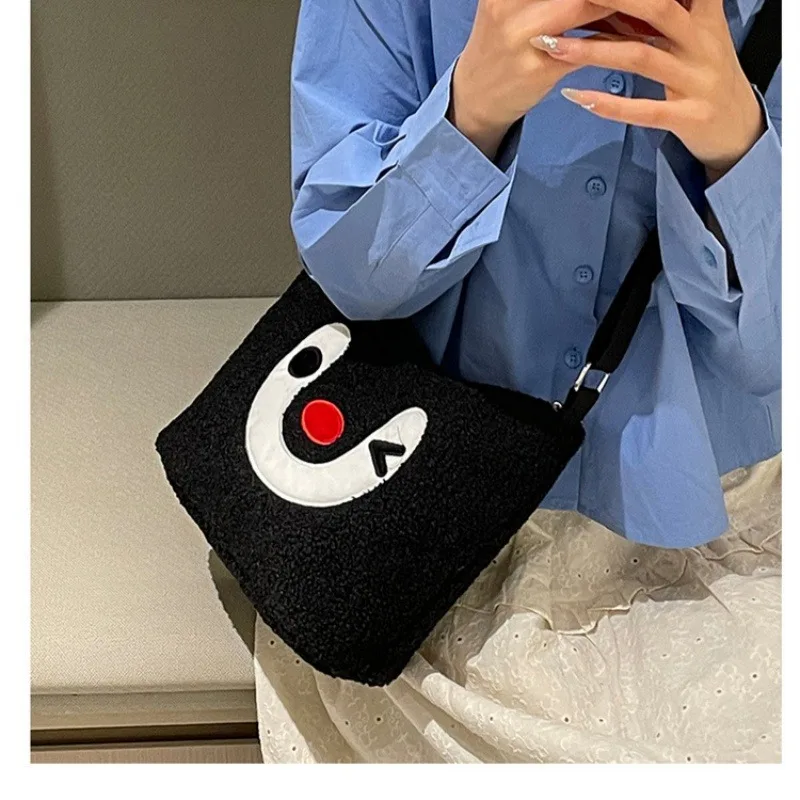 Cartoon Pingu Shoulder Bag Large Capacity Plush Casual Crossbody Bag Creative Double-sided Pattern Versatile Bag Christmas Gift