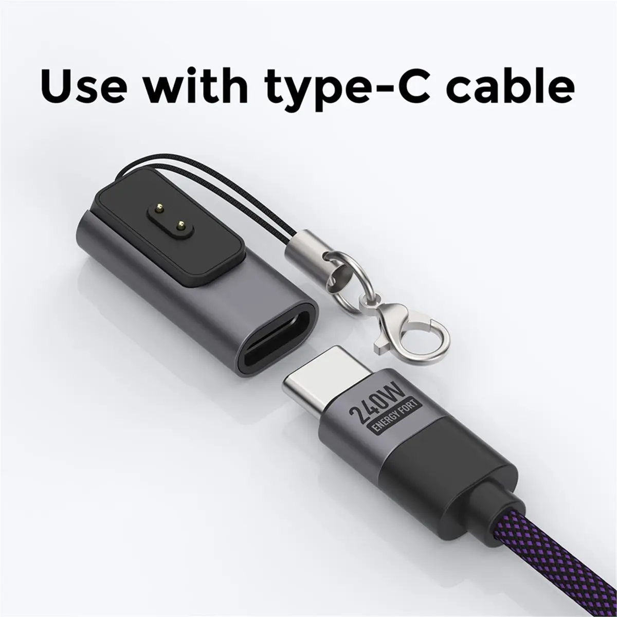 A003 2pcs Type C Charging Adapter for Band 10/9/8 for Watch 5/4 USB C Charging Cable Protable Convert Plug