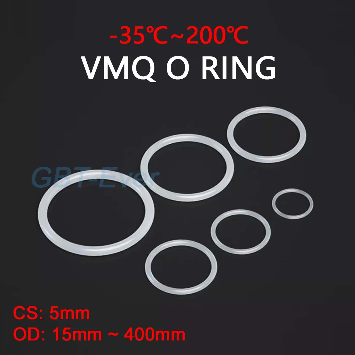 

VMQ White Silicone O-Ring Gasket CS 5mm OD 15mm ~ 400mm Silicon O Ring Washer Food Grade Sealing Ring Waterproof & Insulated