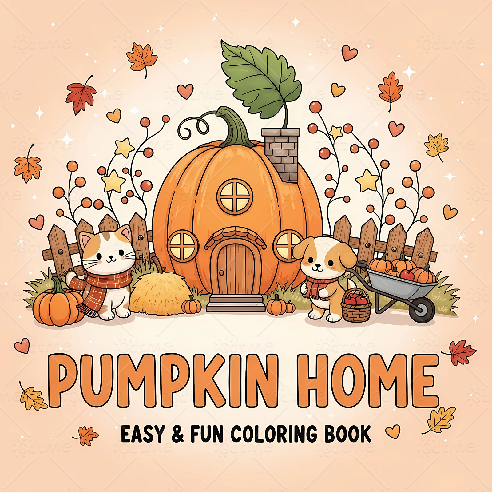 Cute Fall Pumpkin Home Stress Relief Coloring Book For Adults Bold Thick Lines Relaxing Activity Coloring Pages For Beginners
