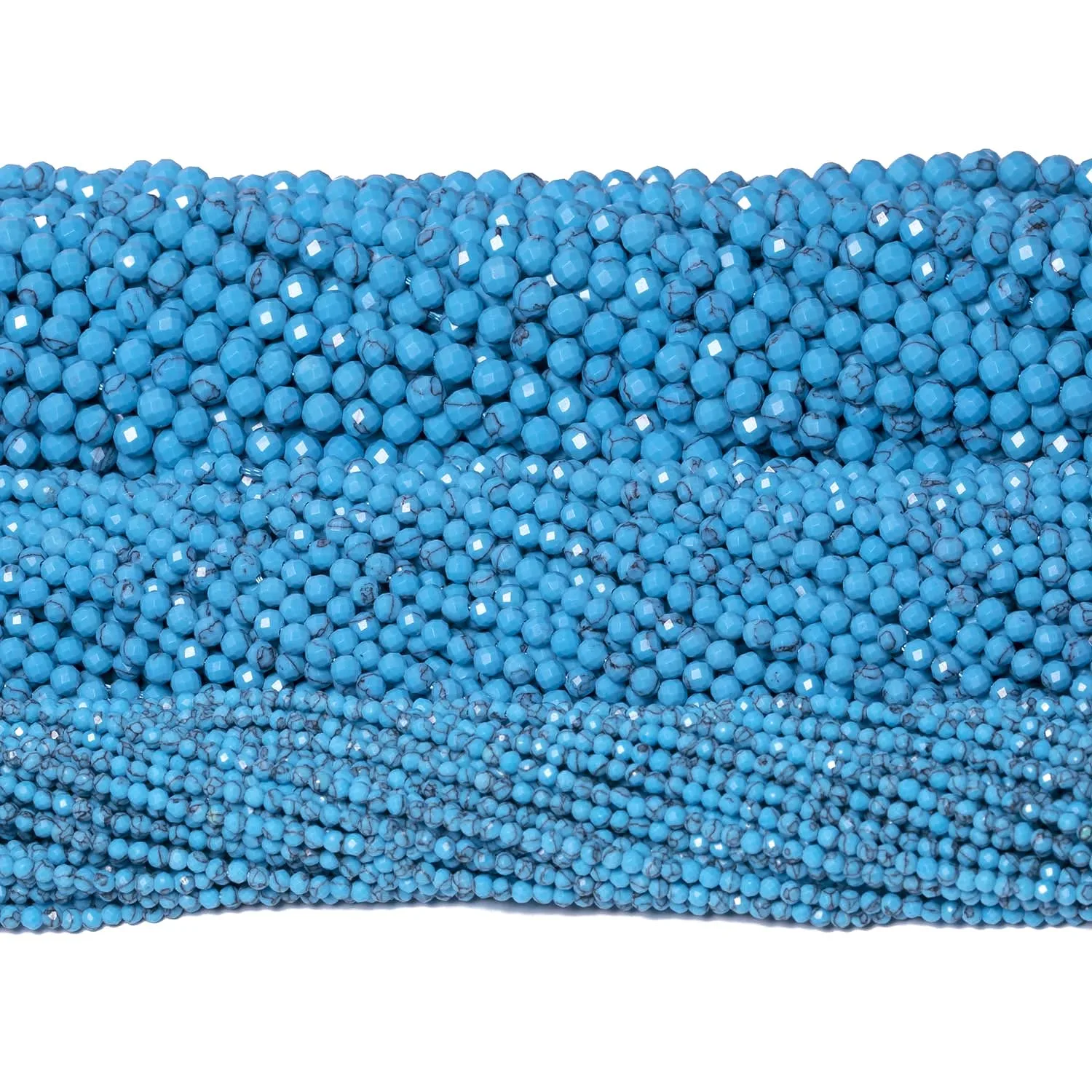 2 3 4mm Natural Faceted Blue Line Turquoise Gem Stone Beads Mineral Beads For Jewelry Making DIY Bracelets Necklace Accessories