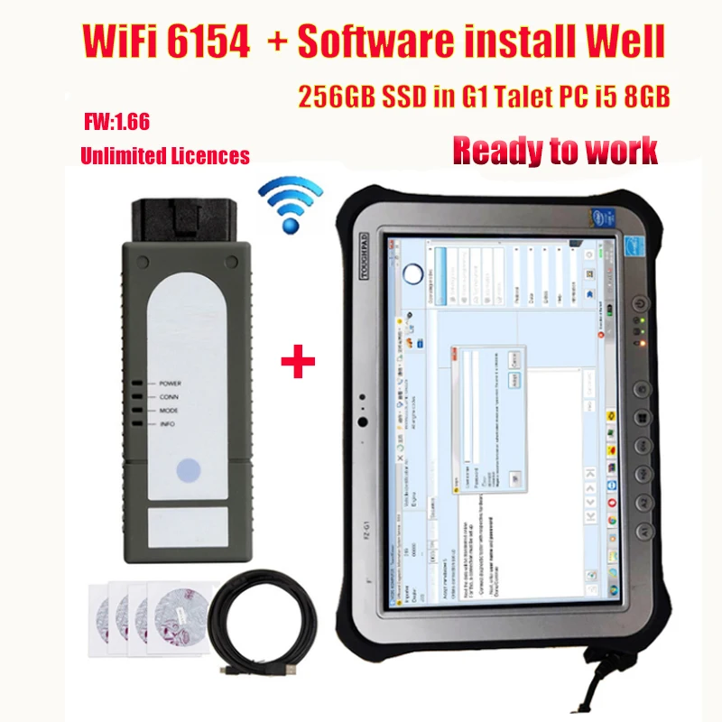 WiFi V6154 0D1S V6.2 with PAD FZ-G1 Free Engineer V12.1 Unlimited Licences 6154/ 5054 Diagnostic &Program Tool Completly Set