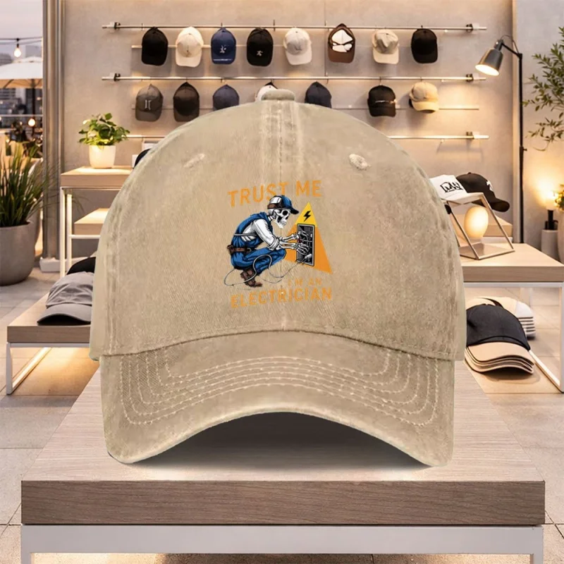 Electrician Skull Baseball Cap Adjustable Snapback Hat for Mardi Gras Carnival Party Birthday Unisex Lightweight Cap