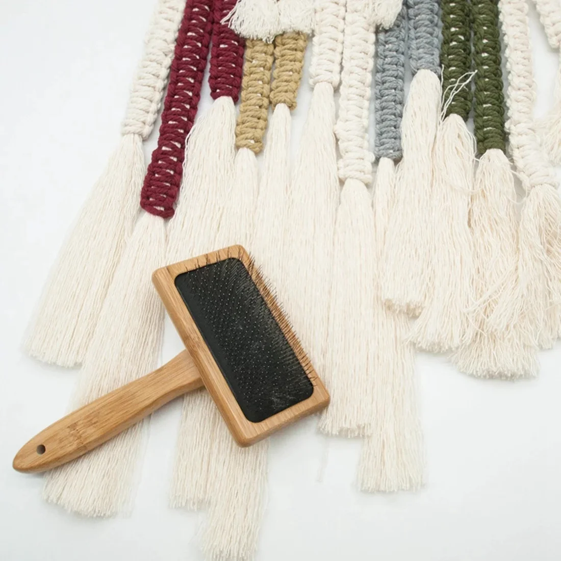 Rug Tassel Brush Macrame Carpet Tapestry Weaving Cotton Rope Weaving Comb Pet Dematting Open Knot Carding Comb Tools