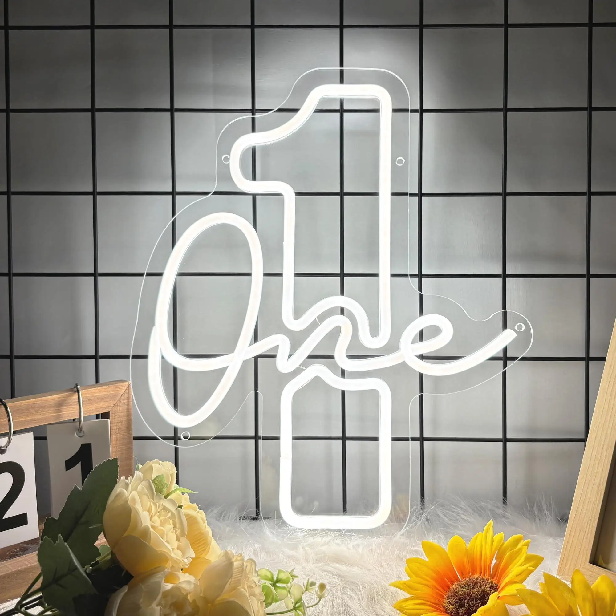 

Один неоновый знак Один светодиодный знак на первый день рождения Неоновый свет для спальни с питанием от USB Световые знаки для декора вечеринки