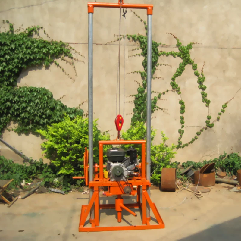 Plate-forme de forage portative personnalisée pour puits d'eau, fonctionnement manuel, 80m, puissance d'essence pour puits profonds, efficace