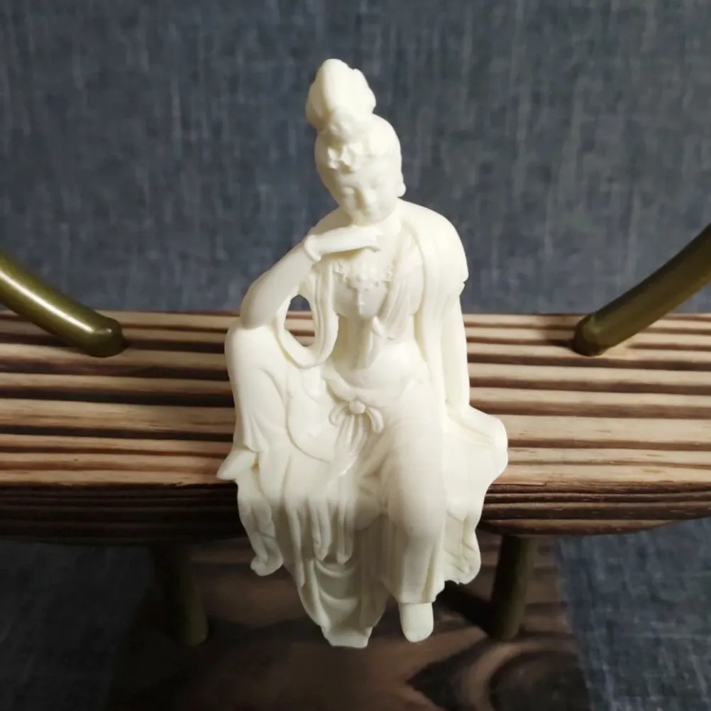 Picture 5: Guanyin Buddha Statue Carved Nut Feng Shui Ornament Bodhisattva Meditation Home Office Living Room Decoration Buda Statues