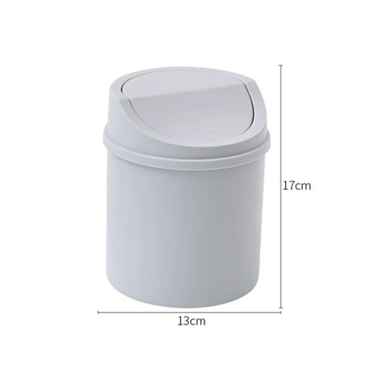 Mini Desktop Bin Small Trash Can Tube with Cover Bedroom Trash Garbage Can Clean Workspace Kitchen Storage Box Home Desk Dustbin