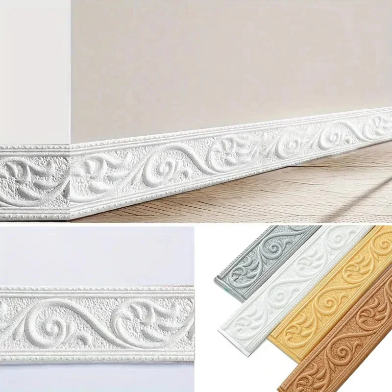 1 unidad de revestimiento de pared 3D, borde de rodapié, autoadhesivo, impermeable, papel tapiz, pegatina de pared para decoración del hogar y sala de estar