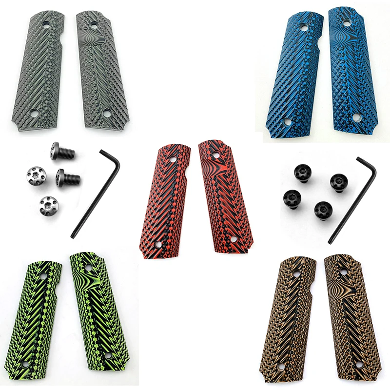 Peacock Pattern Grip Handle Patches Escalas de Tamanho Completo Faça Você Mesmo Fazendo Acessórios Material de Substituição Cores G10 1911 Modelos