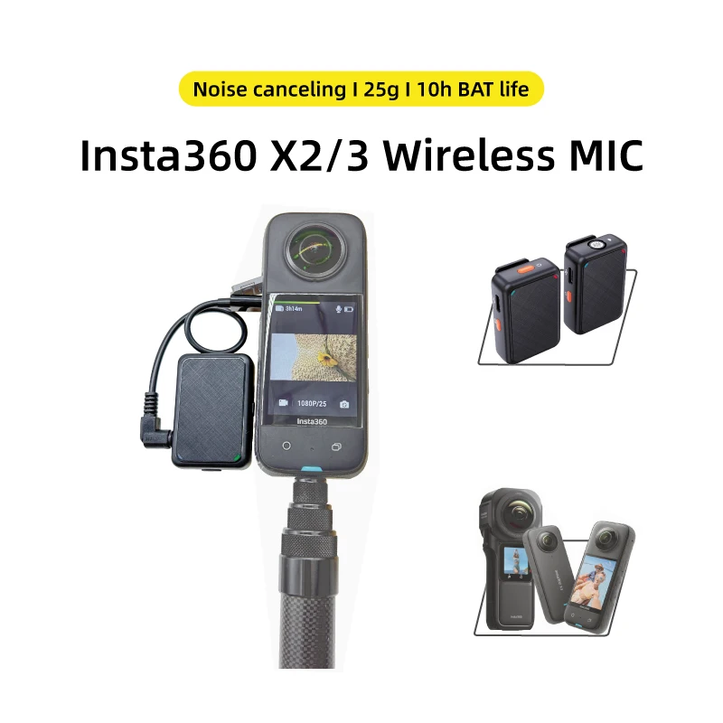 wireless microphone mic for Insta360 X3 one x2 mic audio no need mic adapter action camera Accessory hifi sound noise reduction