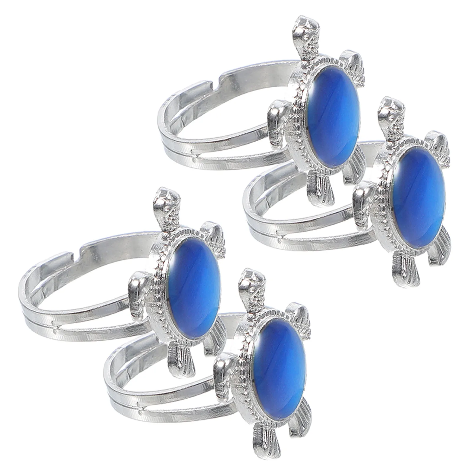 4Pcs Funny Turtle Mood Ring Color Change Temperature Sensitive Ring for Emotional Expression Ideal Gift for Christmas Halloween