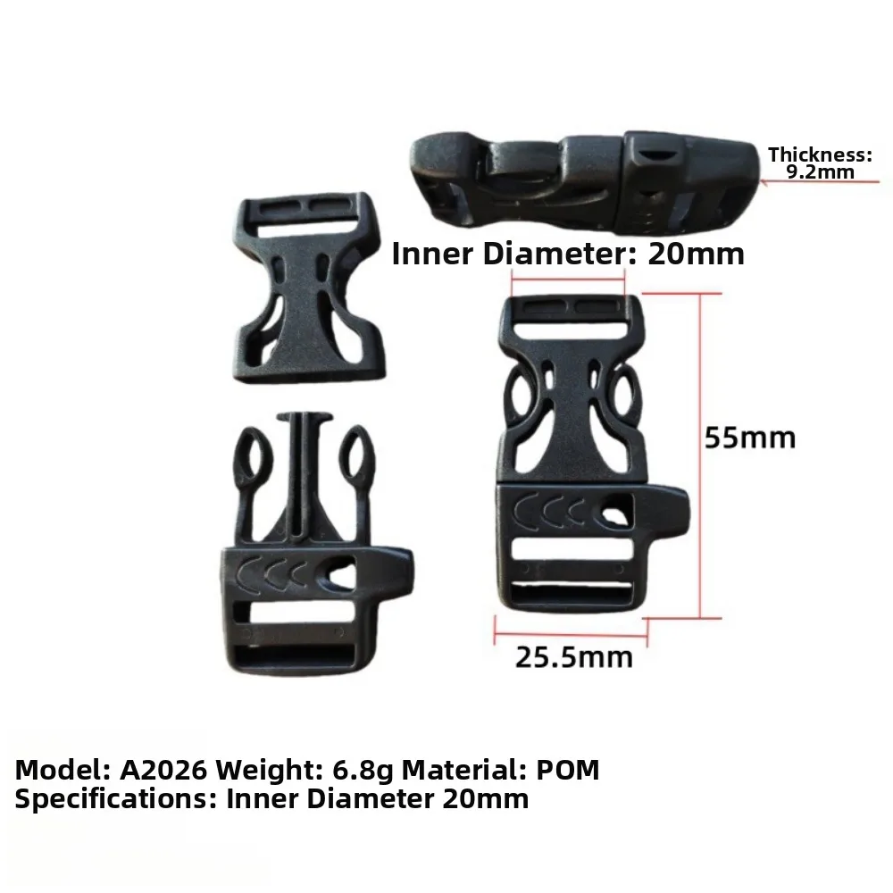 4pcs High Quality 14mm/15mm/16mm/20mm Side Release Buckle Plastic Black 550 Paracord Buckle Backpack Buckle Parts